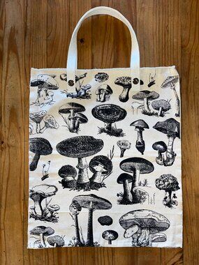 XL Canvas Mushrooms Print Tote Bag